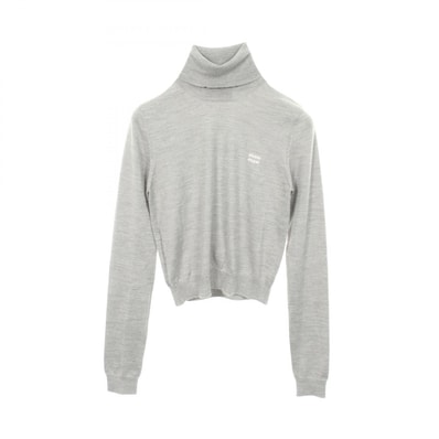 ミュウ ミュウ Miu Miu ロゴ タートルネック ニット 衣料品 トップス カシミヤ シルク レディース グレー系 MMR424 【中古】