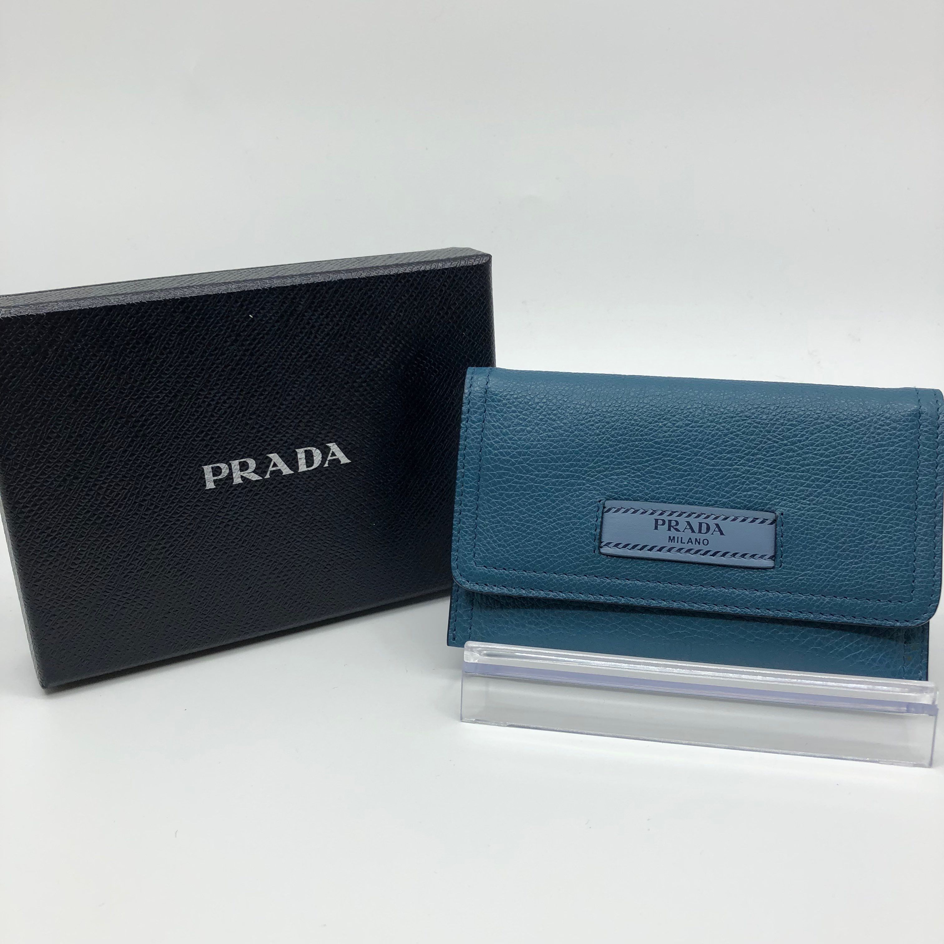 PRADA Leather Card Case "Blue"
