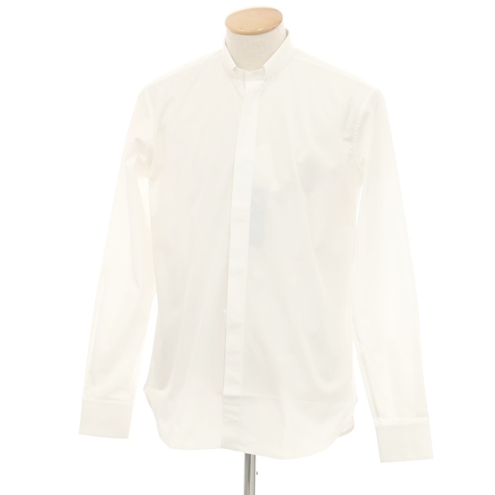 【中古】サンローランパリ SAINT LAURENT PARIS ブロード織りコットン ドレスシャツ ホワイト【サイズ37】【メンズ】