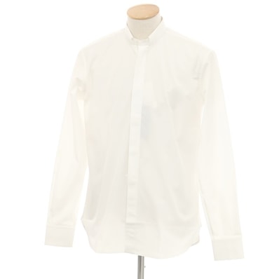 【中古】サンローランパリ SAINT LAURENT PARIS ブロード織りコットン ドレスシャツ ホワイト【サイズ37】【メンズ】