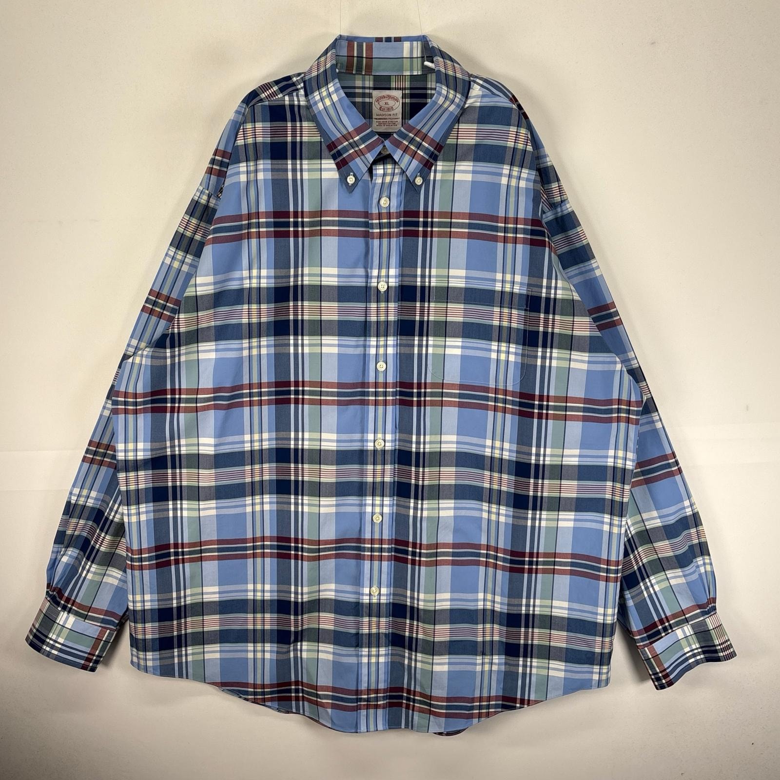古着 ブルックスブラザーズ Brooks Brothers 長袖シャツ ボタンダウン XL ブルー系 チェック メンズ