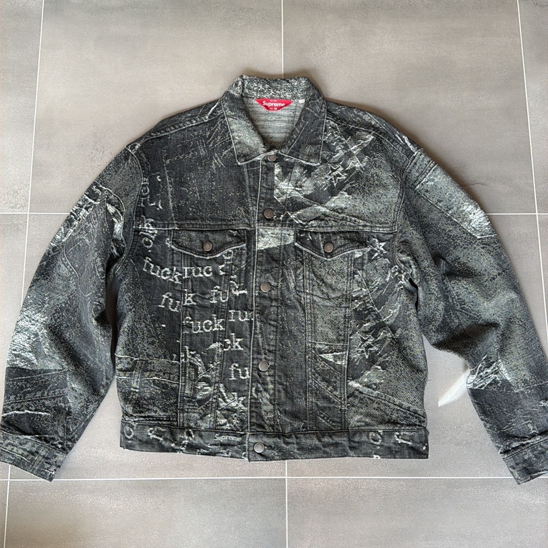 Supreme Archive Denim Jacquard Trucker Jacket "Black"