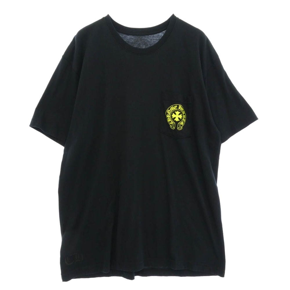 CHROME HEARTS クロムハーツ(原本無) Hollywood Vertical Logo Tee Neon ハリウッド バーティカル ネオンロゴ プリント 半袖 カットソー Tシャツ ブラック系 XL【中古】