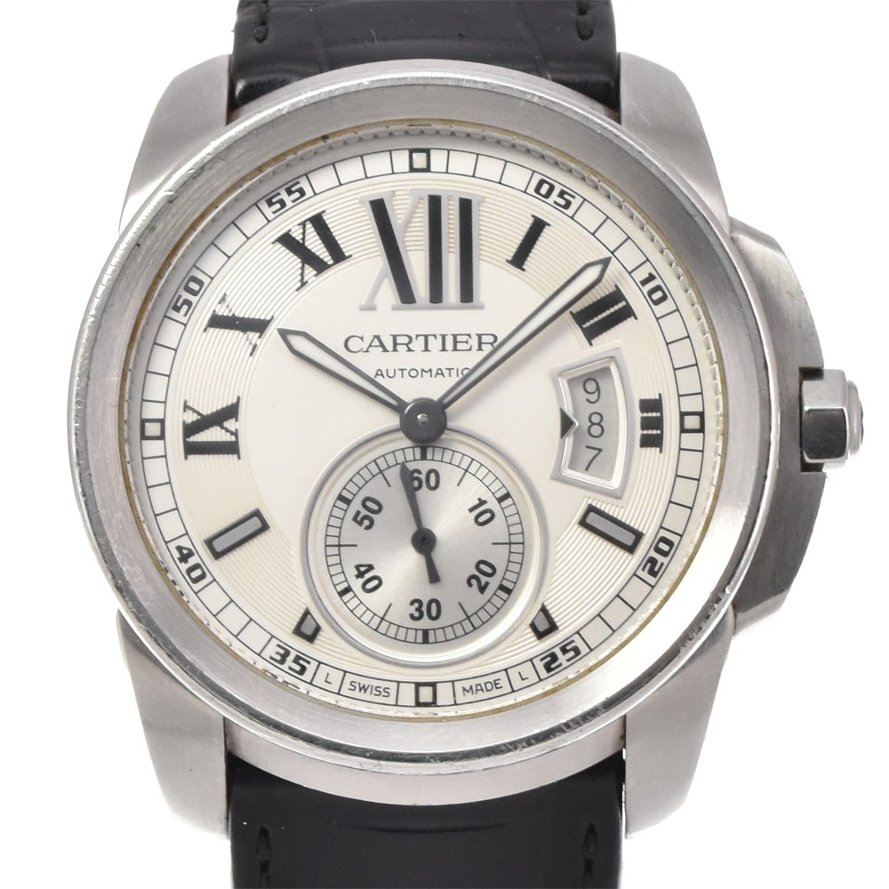 ベルト訳あり カルティエ CARTIER W7100037 カリブル ドゥ カルティエ スモールセコンド デイト 自動巻き メンズ M#145739