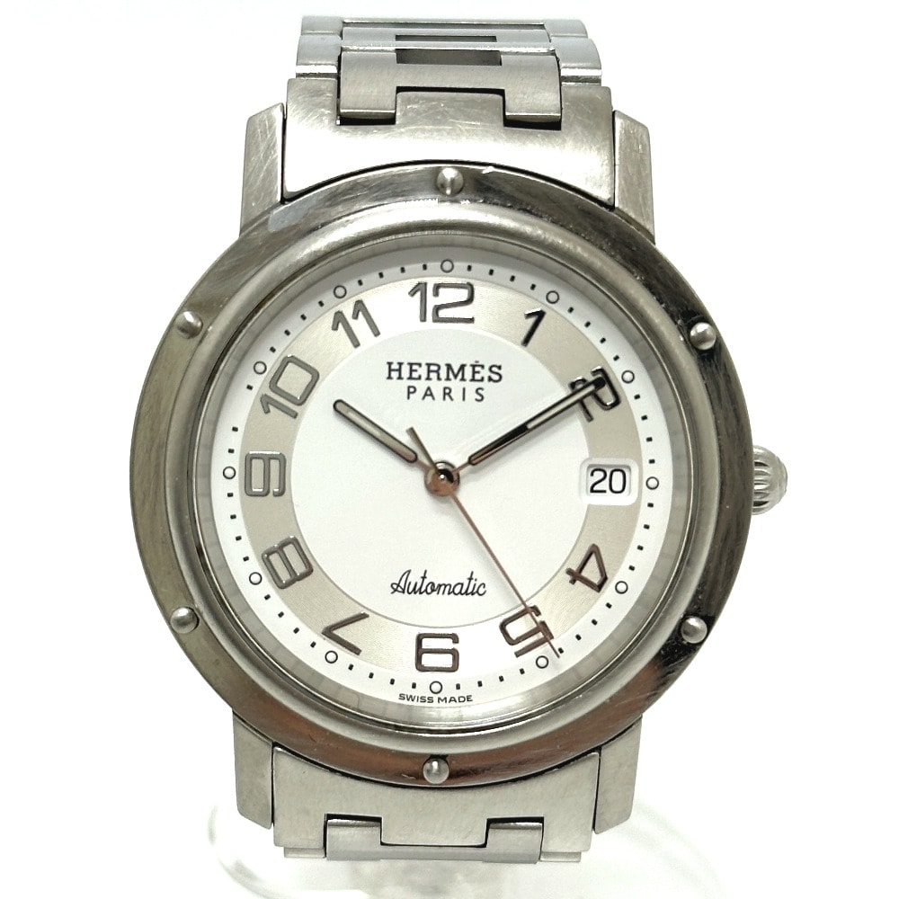 エルメス HERMES クリッパー CL1.810 デイト 自動巻き 腕時計 SS シルバー