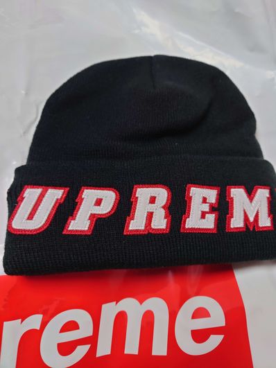 supreme 2019SS Felt Logo Beanie BLACK