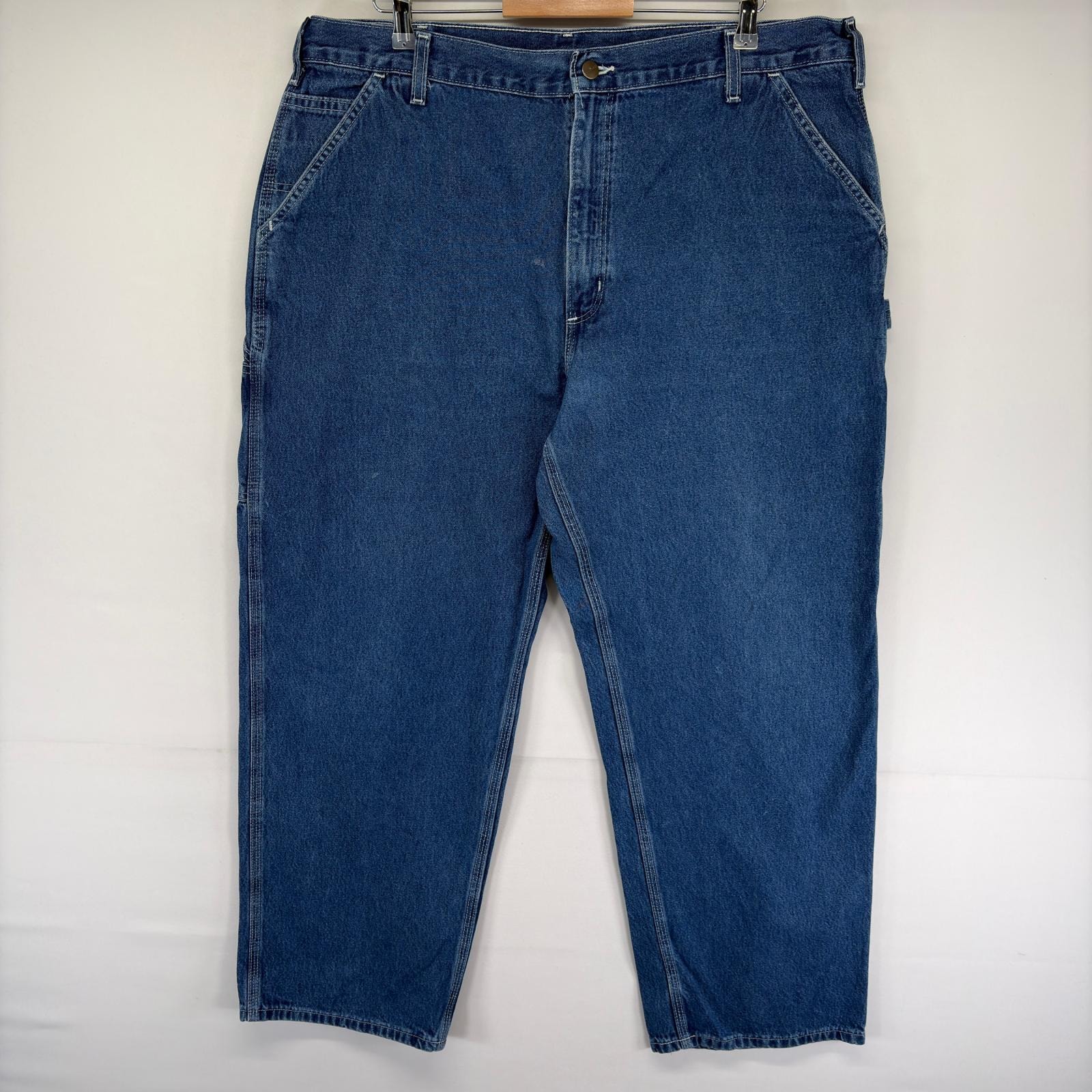 古着 カーハート Carhartt デニム パンツ ペインター ワーク ハンマーループ ワンポイントロゴ ジーンズ w42 L32  ブルー系 メンズ