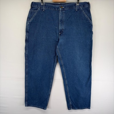 古着 カーハート Carhartt デニム パンツ ペインター ワーク ハンマーループ ワンポイントロゴ ジーンズ w42 L32 ブルー系 メンズ