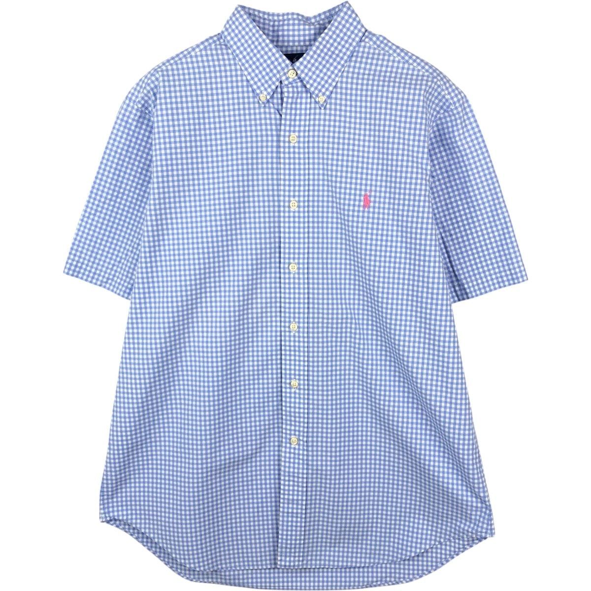 古着 ラルフローレン Ralph Lauren CLASSIC FIT クラシックフィット ギンガムチェック 半袖 ボタンダウン チェックシャツ メンズL相当/eaa668600