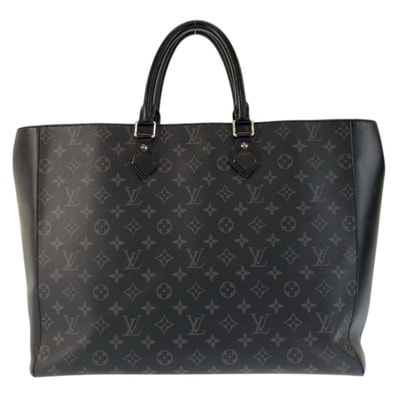 美品 LOUIS VUITTON ルイヴィトン モノグラムエクリプス グラン サック ブラック 黒 シルバー金具 PVC レザー/ ビジネスバッグ トートバッグ 601417 【中古】