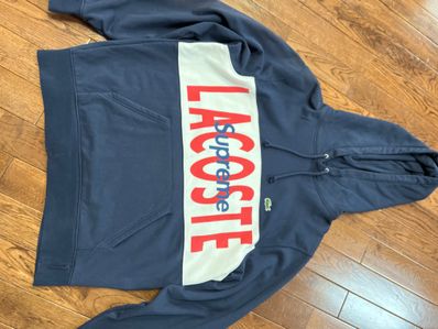 Supreme / Lacoste Logo Panel Hooded Sweatshirt "Navy"