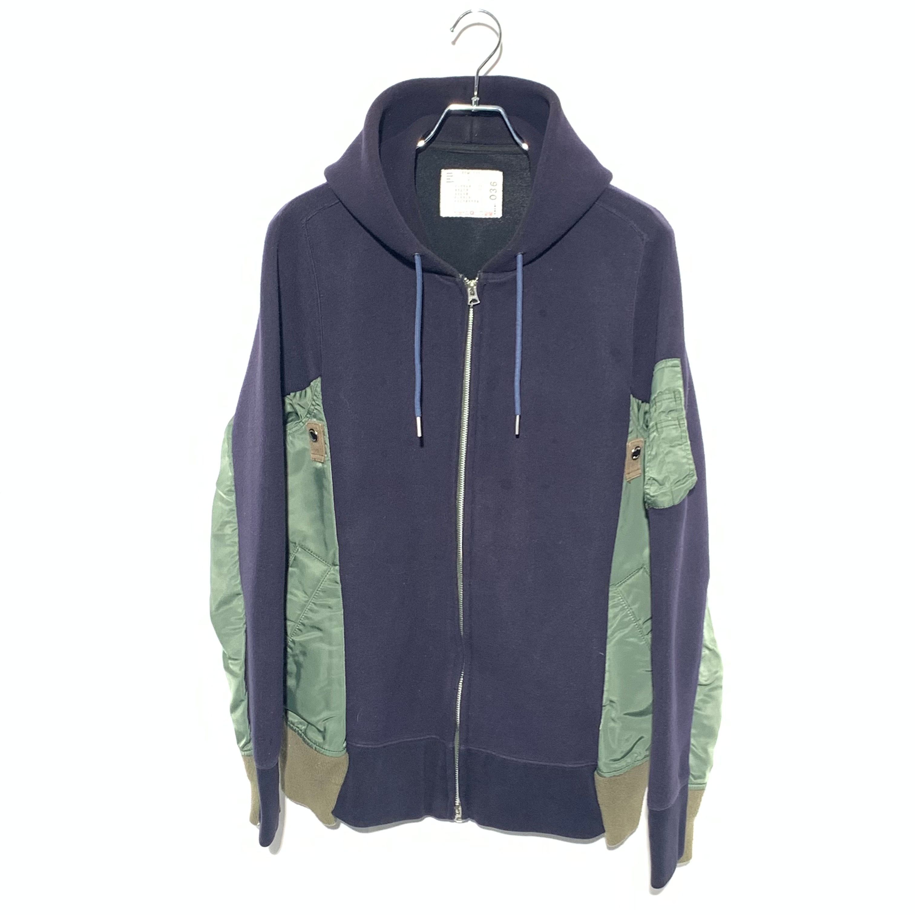 sacai Sponge Sweat x MA-1 Zip Hoodie "Navy"
