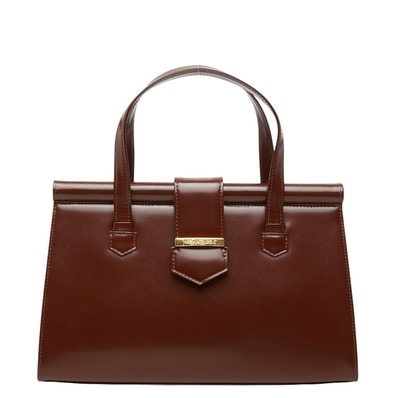 サンローラン YSLロゴ ハンドバッグ ブラウン レザー レディース SAINT LAURENT 【中古】