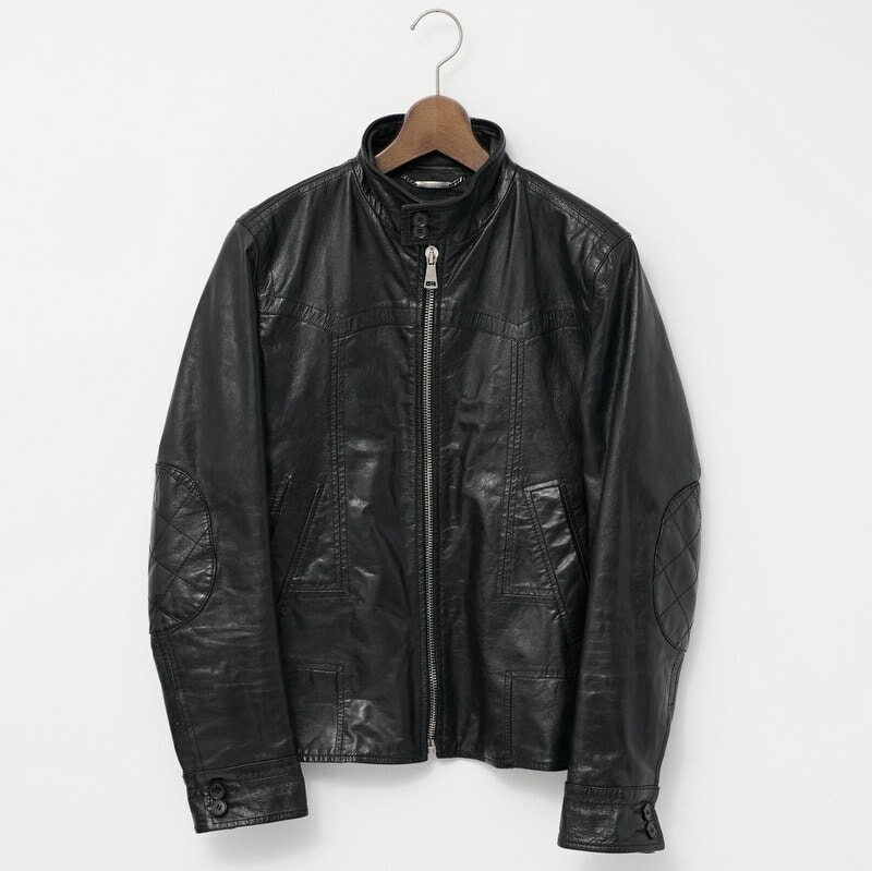 DOLCE&GABBANA ドルチェアンドガッバーナ ライダースジャケット サイズ44 レザージャケット シングル 山羊革 エルボーパッチ イタリア製 ブランド古着【中古】20231123/GO8350