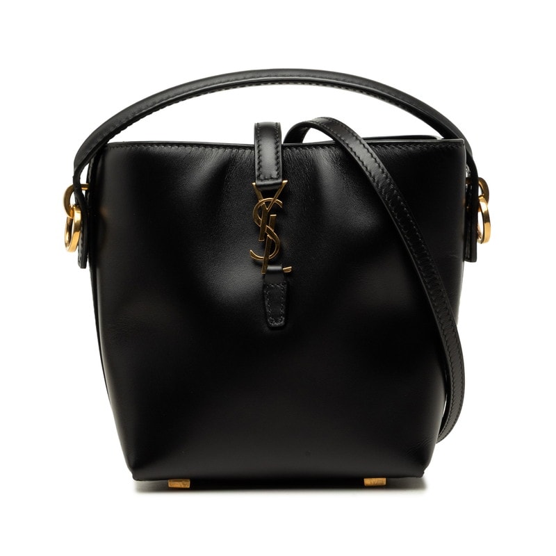 サンローラン LE 37 ミニ YSLロゴ ハンドバッグ ショルダーバッグ 2WAY 765870 ブラック ゴールド レザー レディース SAINT LAURENT 中古