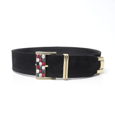 Gianni Versace ジャンニ・ヴェルサーチ ヴィンテージ ベルト ビジュー スエード レザー ブランド古着【中古】20260922/RB0781