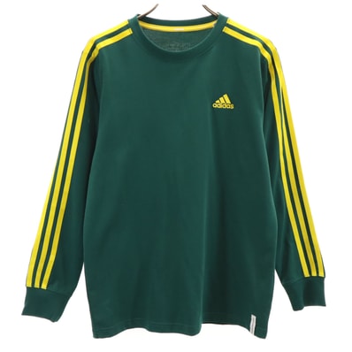 美品 adidas アディダス 長袖 Tシャツ 160 グリーン系 ロンT