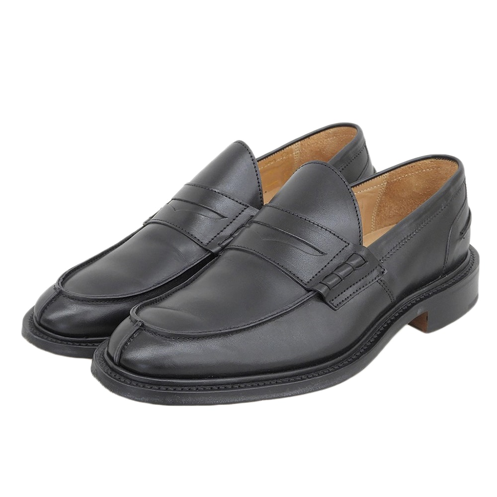 トリッカーズ 美品 レザー コインローファー シューズ メンズ ブラック 6 1/2 M8357 JAMES-J 6 1/2(UK)