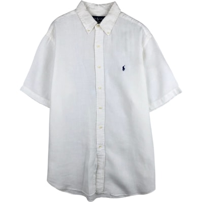 古着 ラルフローレン Ralph Lauren CLASSIC FIT 半袖 リネン ボタンダウンシャツ メンズXL相当/eaa614513