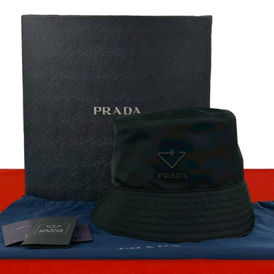 PRADA プラダ Re-Nylon ロゴ ナイロン ハット ブラック
02916