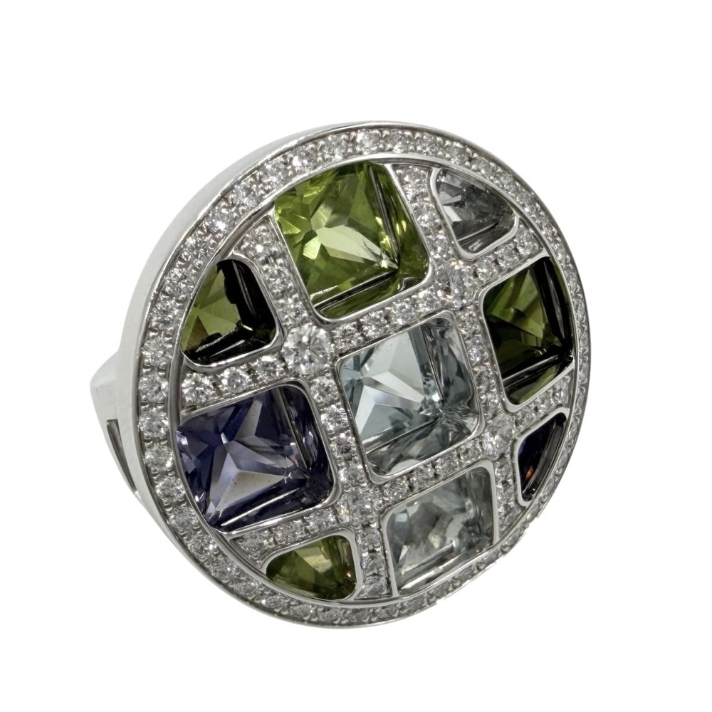 CARTIER カルティエ 指輪 グリッド パシャ ジュエリー アクセサリー 18金WG Au750 51サイズ K18ホワイトゴールド    ダイヤモンド 約10.5号 マルチカラー レディース 約24.4g【中古品】