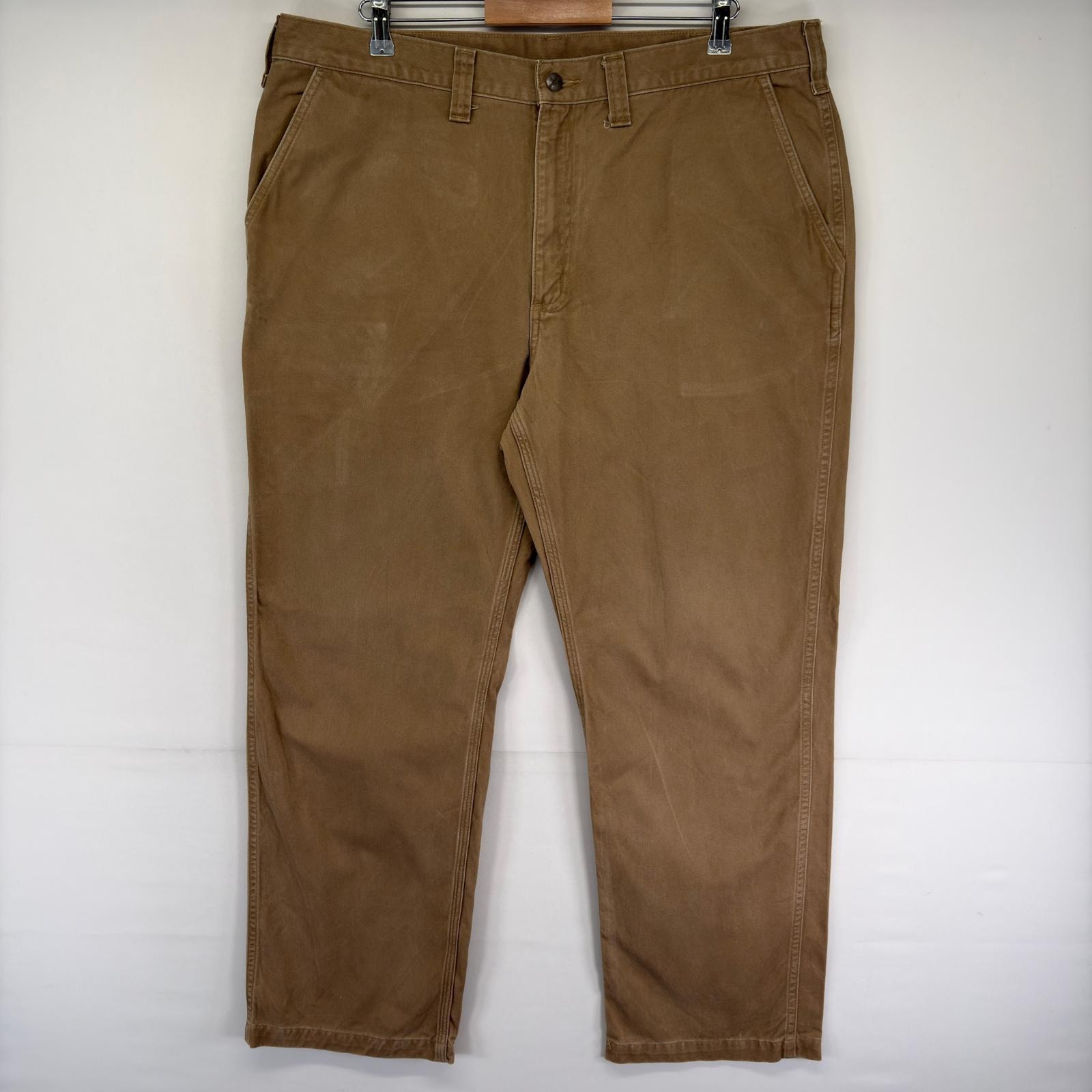 古着 カーハート Carhartt パンツ チノパン ワンポイント ジップ ワークパンツ ツールポケット w42 L32  ベージュ系 メンズ
