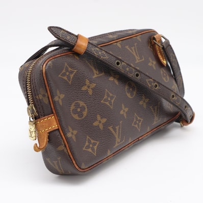 LOUIS VUITTON ルイ・ヴィトン モノグラム ポシェット マルリーバンドリエール M51828 ショルダーバッグ ブラウン ベージュ コーティングキャンバス レザー レディース