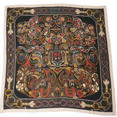 HERMES エルメス Folklore フォークロア カレ ジェアン ストール カシミヤ混 大判 ショール マフラー ブランド古着【中古】20260326/RA8430