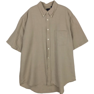 古着 ギャップ GAP 半袖 コットン×リネン ボタンダウンシャツ メンズL相当/eaa639538