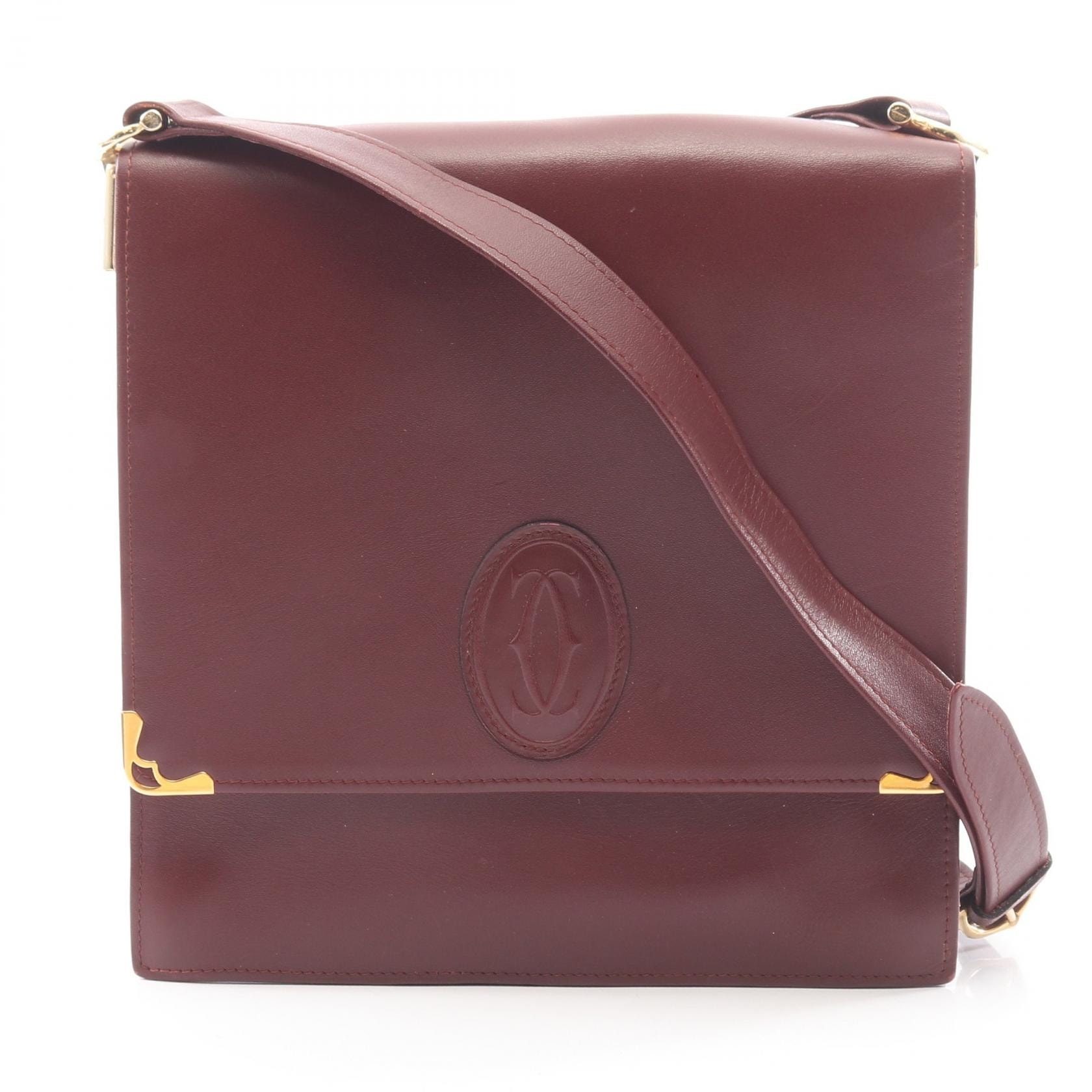 カルティエ CARTIER マストライン ショルダーバッグ バッグ レザー レディース ボルドー系 【中古】