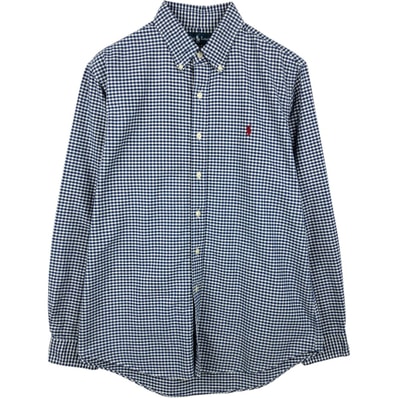 古着 ラルフローレン Ralph Lauren CUSTOM FIT ギンガムチェック 長袖 ボタンダウンチェックシャツ メンズL相当/eaa650134