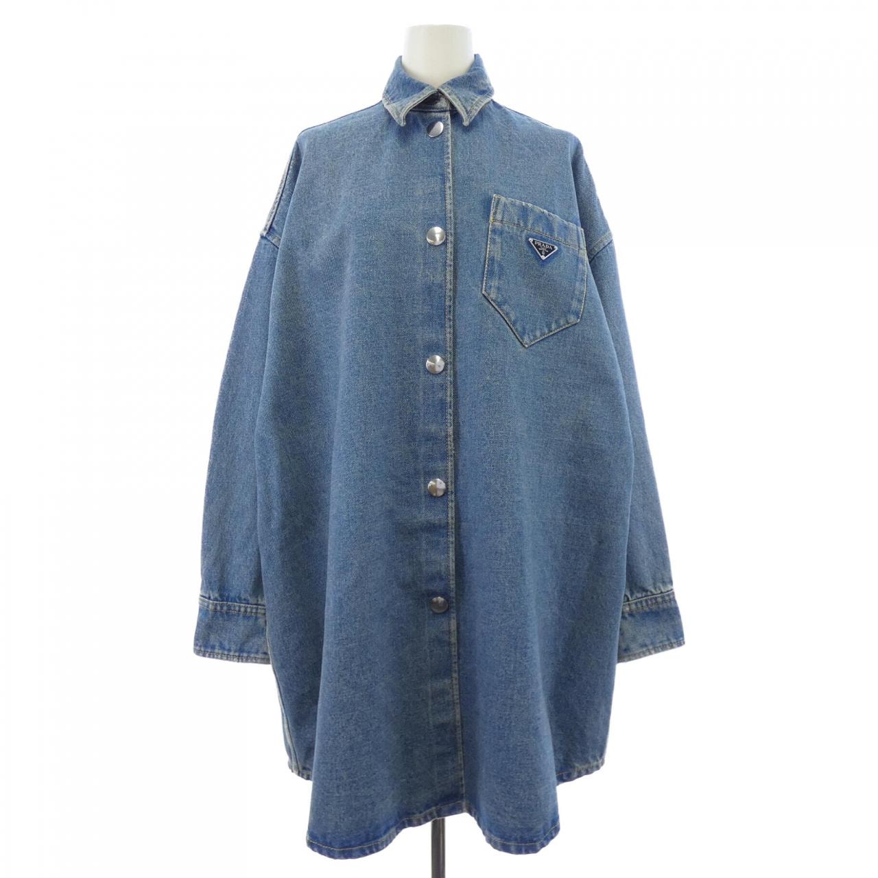 プラダ PRADA オーバーサイズ オーガニックデニム トライアングルロゴ GFC036 SOOO 13Z6 シャツ