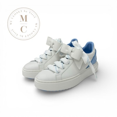 ルイヴィトン LOUIS VUITTON タイムアウトライン モノグラム スニーカー 靴 シューズ レザー ホワイト ブルー ロゴ リボン