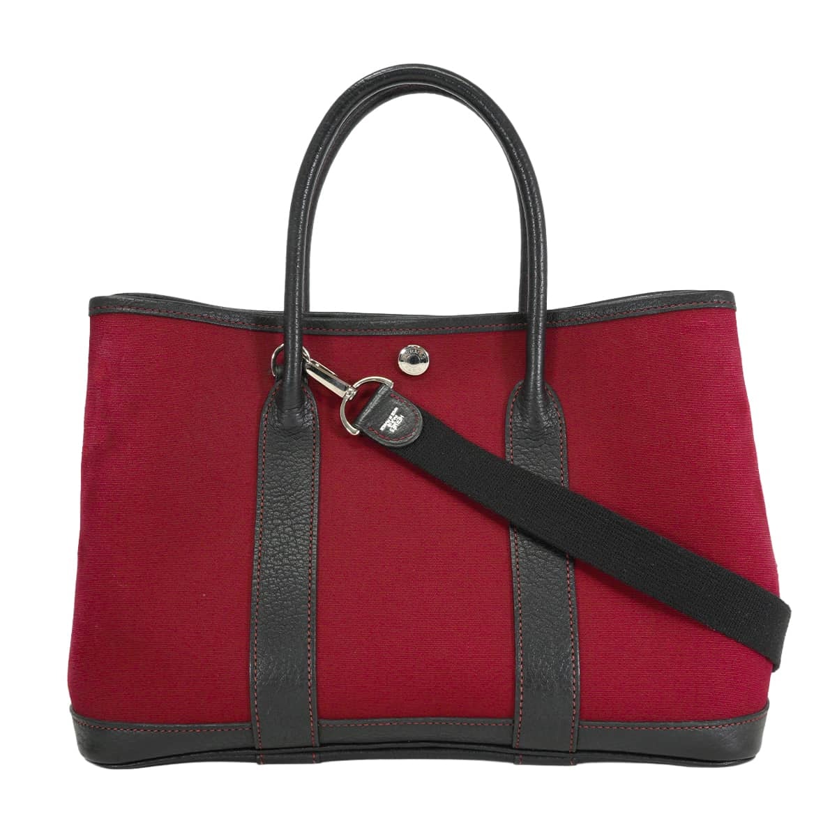 【渋谷並木橋店】HERMES エルメス トートバッグ ガーデンパーティ 30 TPM ルビー/黒 (ブラック) トワルオフィシエ/ヴァッシュカントリー シルバー金具 □J刻印 Bランク【中古】