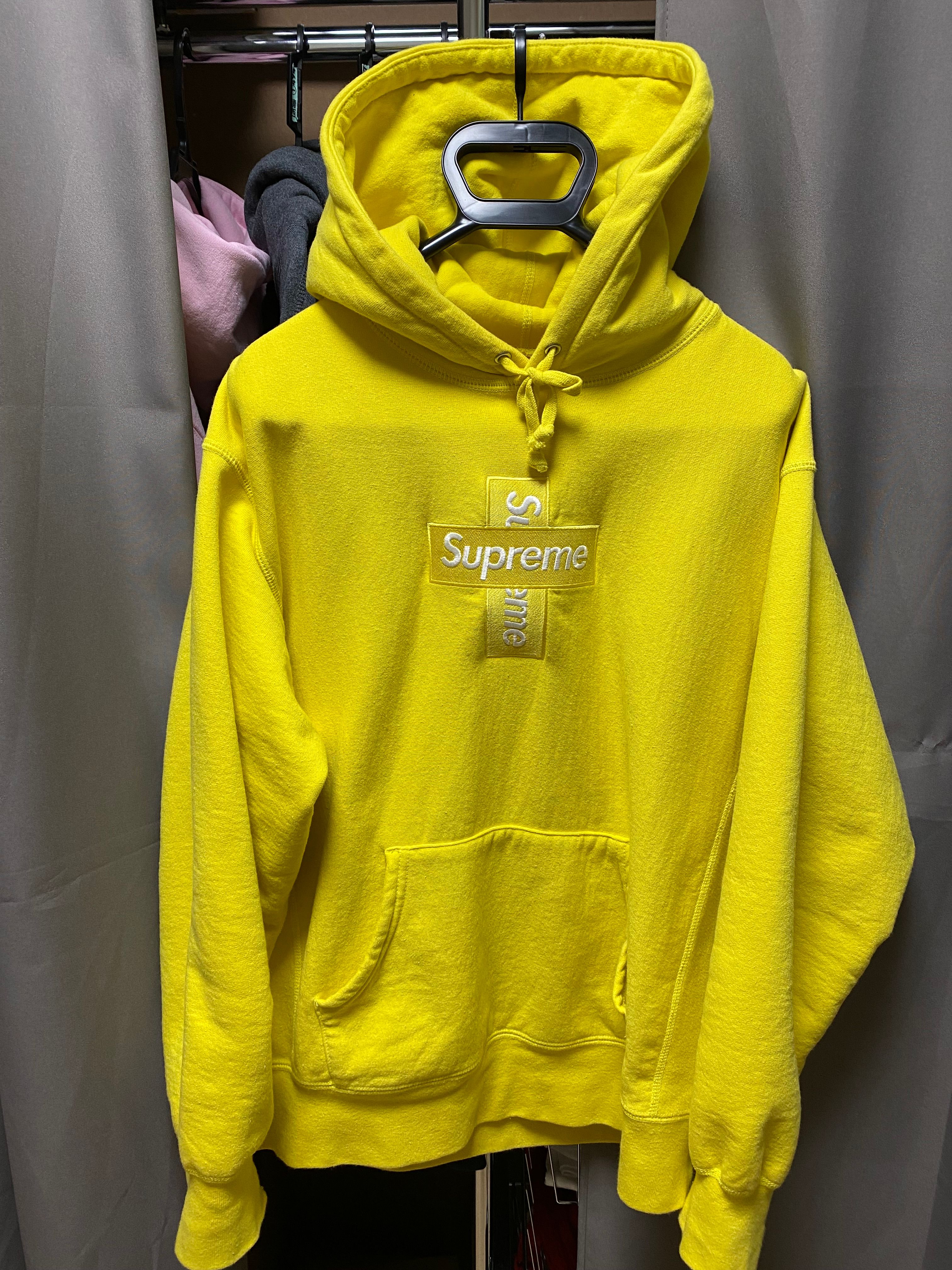 Supreme Cross Box Logo Hooded Sweatshirt "Yellow"