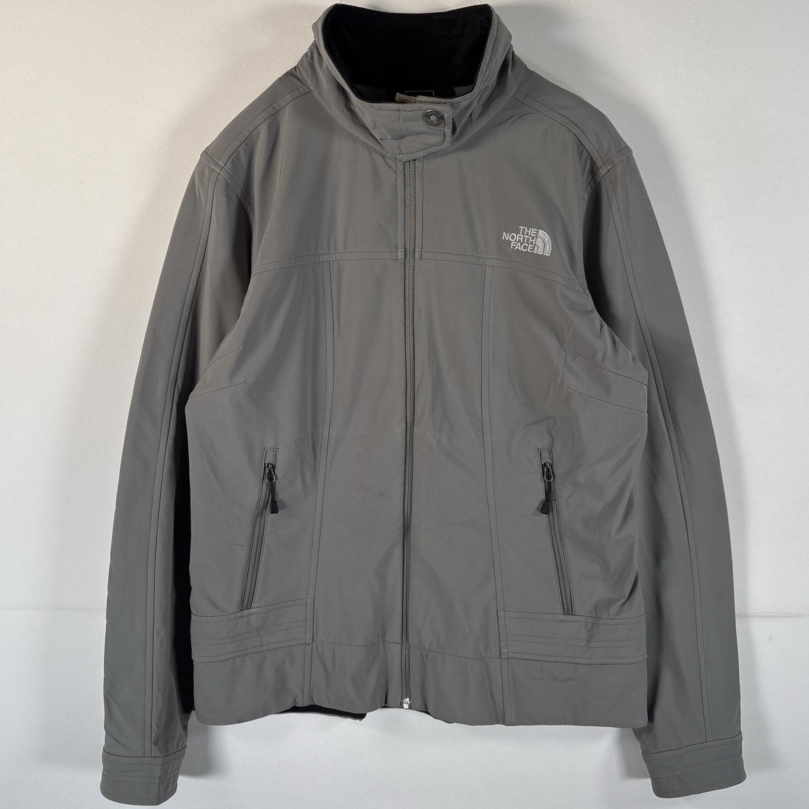 古着 ザ・ノースフェイス THE NORTH FACE ソフトシェルジャケット フルジップ ワンポイントロゴ L  グレー系 レディース