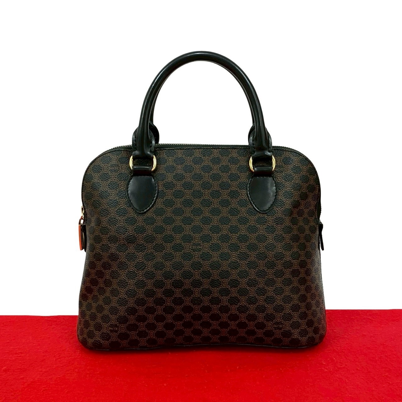 CELINE セリーヌ マカダム ブラゾン レザー PVC ハンドバッグ ブラック
52457