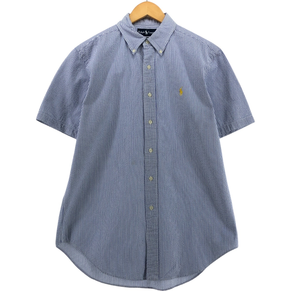 古着 ラルフローレン Ralph Lauren シアサッカー 半袖 ボタンダウン ストライプシャツ メンズM相当/eaa544755 【中古】 【250430】/eaa544755