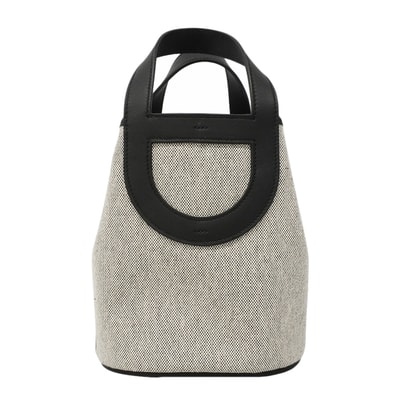 ★SALE【6gc3224】エルメス ハンドバッグ インザムープ18 トワルアッシュ スイフト ブラック シルバー金具 W刻印【中古】レディース