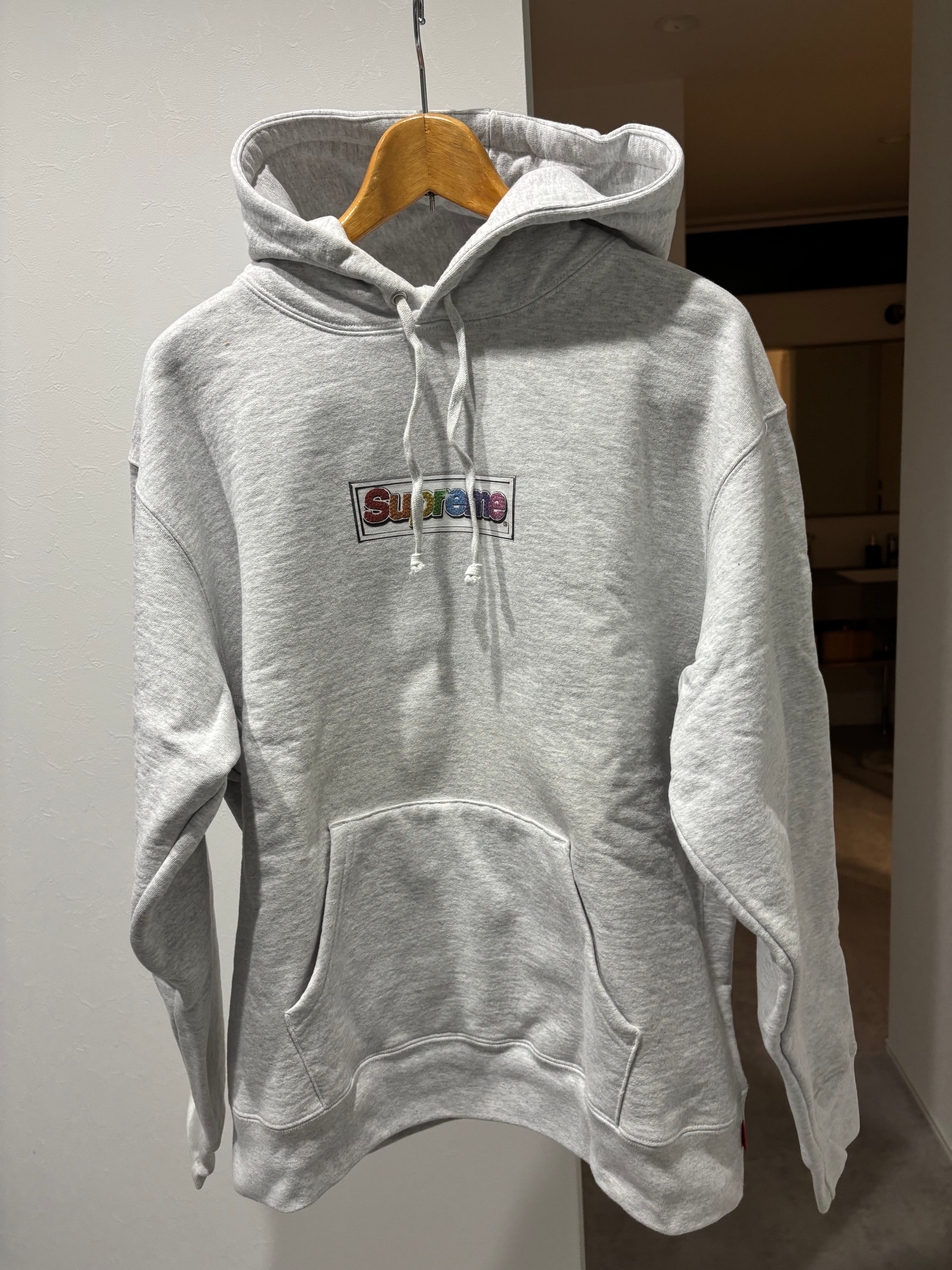 Supreme Bling Box Logo Hooded Sweatshirt "Ash Grey"