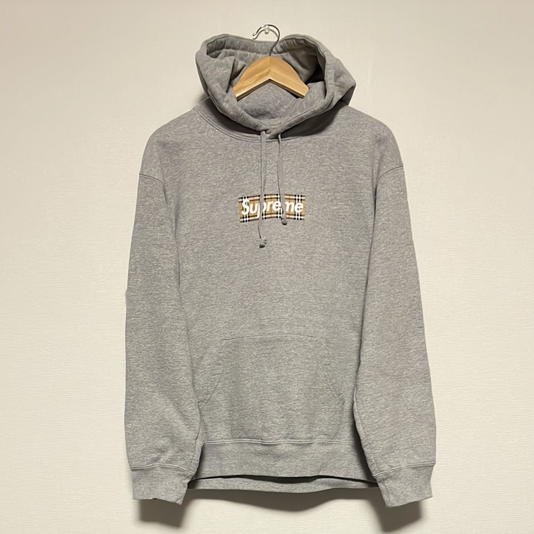 Supreme / Burberry Box Logo Hooded Sweatshirt "Heather Grey"