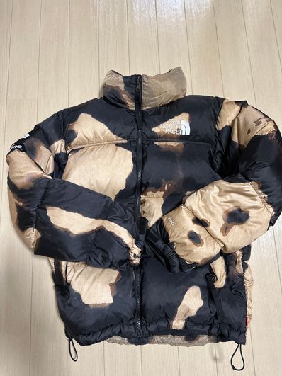 Supreme x The North Face Bleached Denim Print Nuptse Jacket "Black"