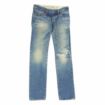 HYSTERIC GLAMOUR ヒステリックグラマー パンツ 2AP-6192 ペイント ダメージ加工 デニムパンツ インディゴブルー系 XS【中古】
