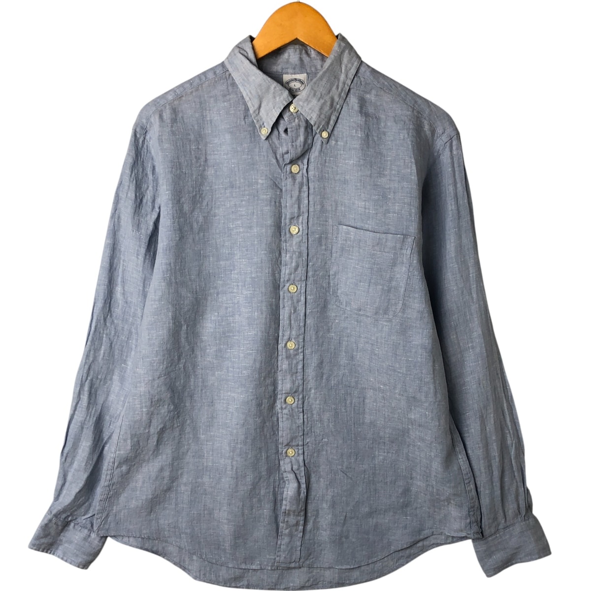 古着 ブルックスブラザーズ Brooks Brothers Est.1818 長袖 リネン ボタンダウンシャツ メンズL相当/eaa547534