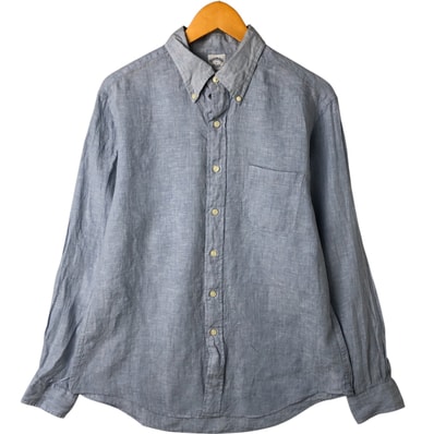 古着 ブルックスブラザーズ Brooks Brothers Est.1818 長袖 リネン ボタンダウンシャツ メンズL相当/eaa547534