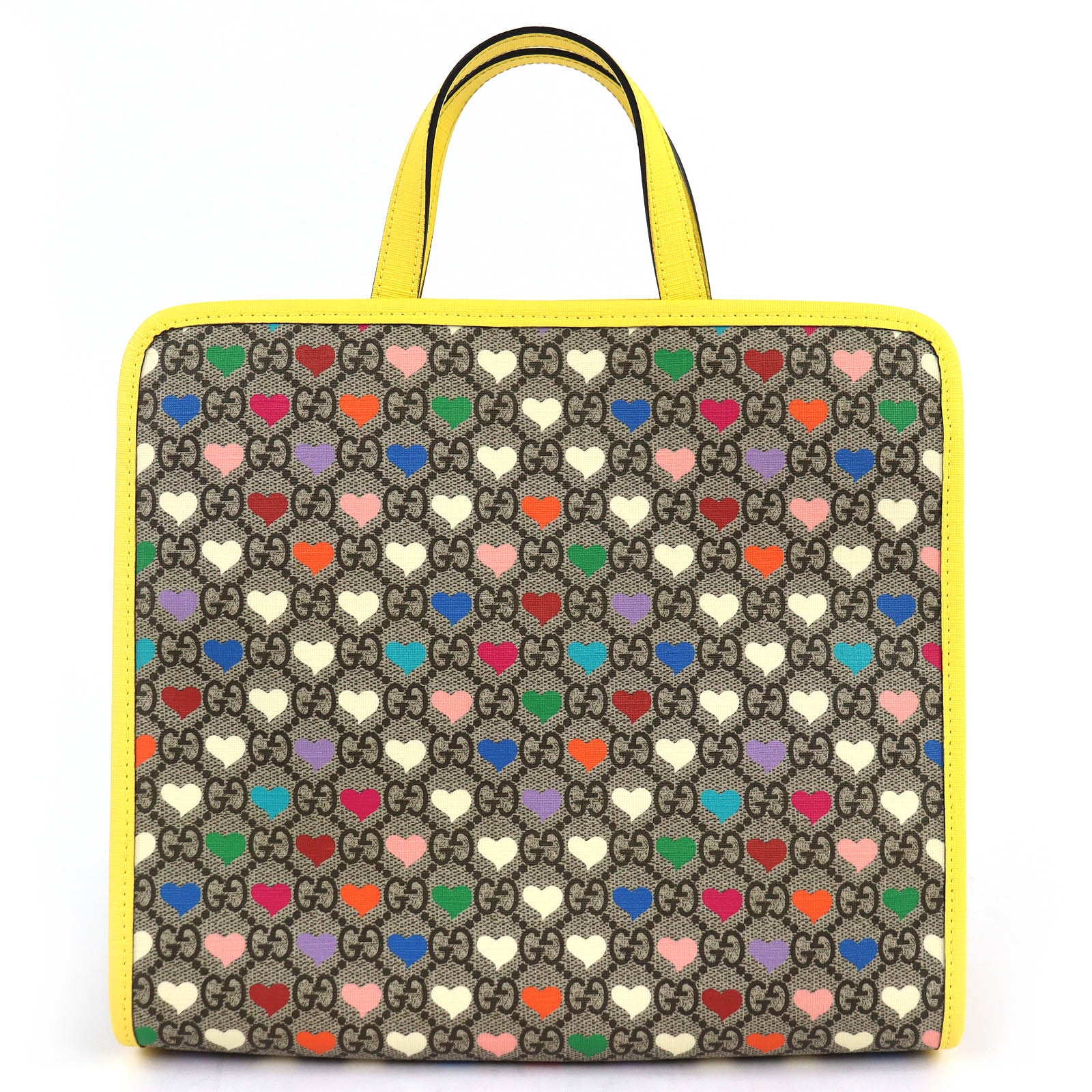 極美品 グッチ チルドレンズ ハート ハンドバッグ イエロー 605614