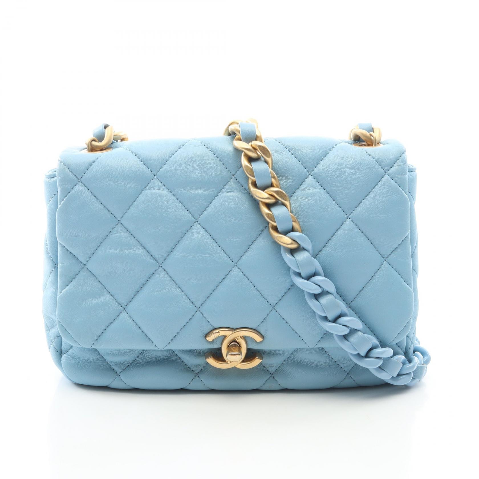 シャネル CHANEL マトラッセ ショルダーバッグ バッグ ラムスキン(羊革) レディース ブルー系 【中古】