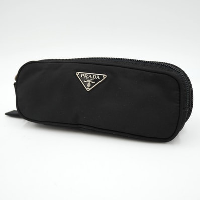 PRADA(プラダ)テスート ペンケース ナイロン ブラック シルバー金具 筆箱 ポーチ イタリア製【中古】