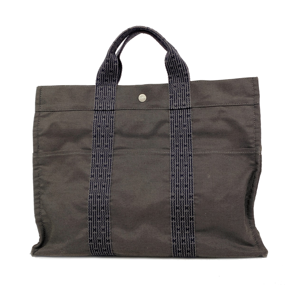 【6kd3633】エルメス トートバッグ エールラインMM ナイロン グレー シルバー金具【中古】レディース