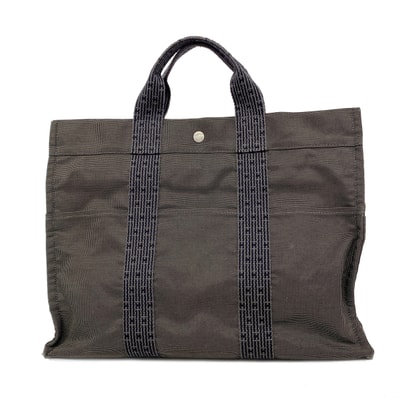 【6kd3633】エルメス トートバッグ エールラインMM ナイロン グレー シルバー金具【中古】レディース